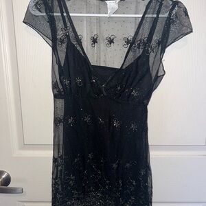 Elegant Black Sheer top with Embellishments